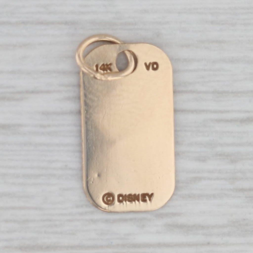 Gray Winnie the Pooh Bear ID Tag Charm 14k Yellow Gold Disney Cartoon