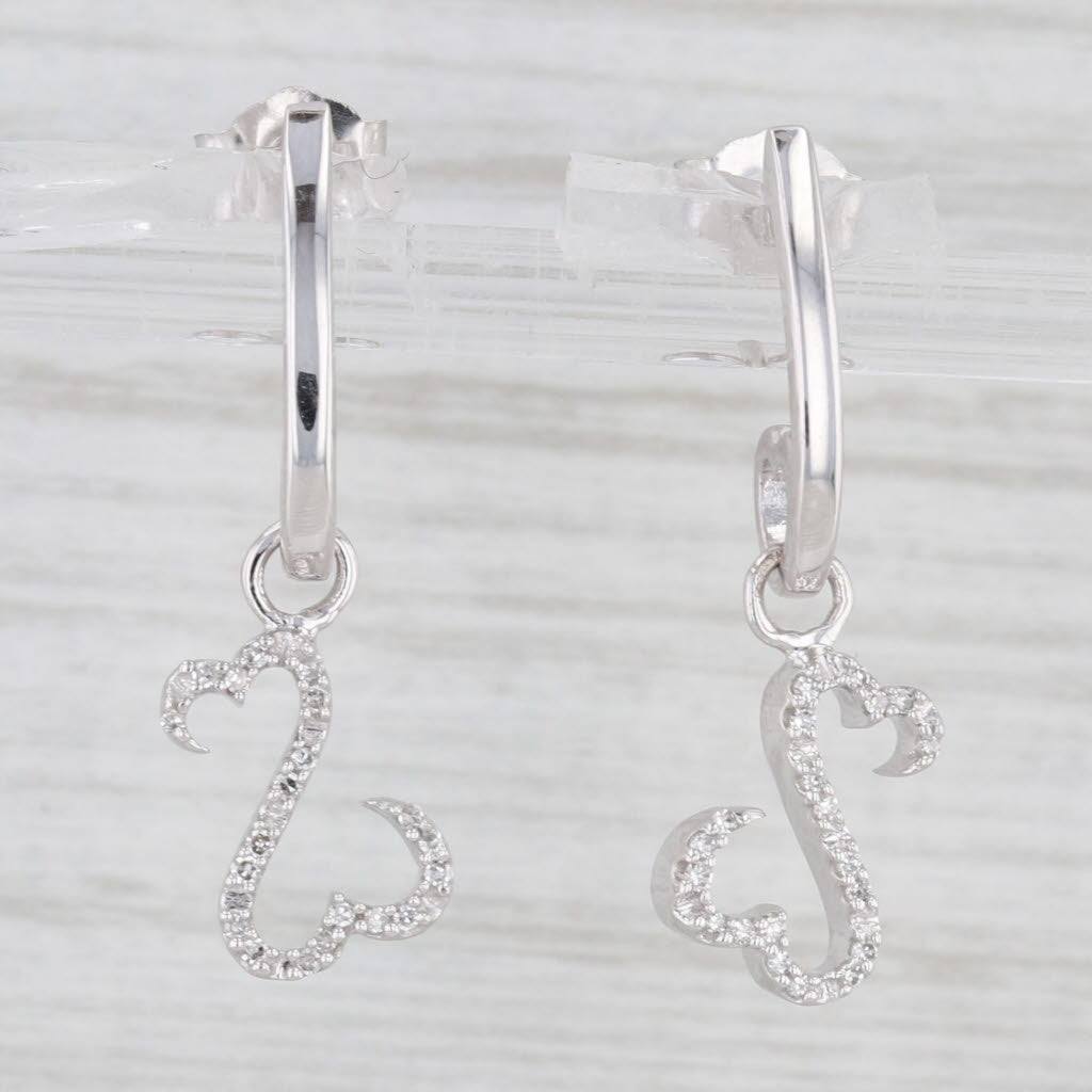 Light Gray Jane Seymour Diamond Open Heart Dangle Earrings 14k White Gold Drops