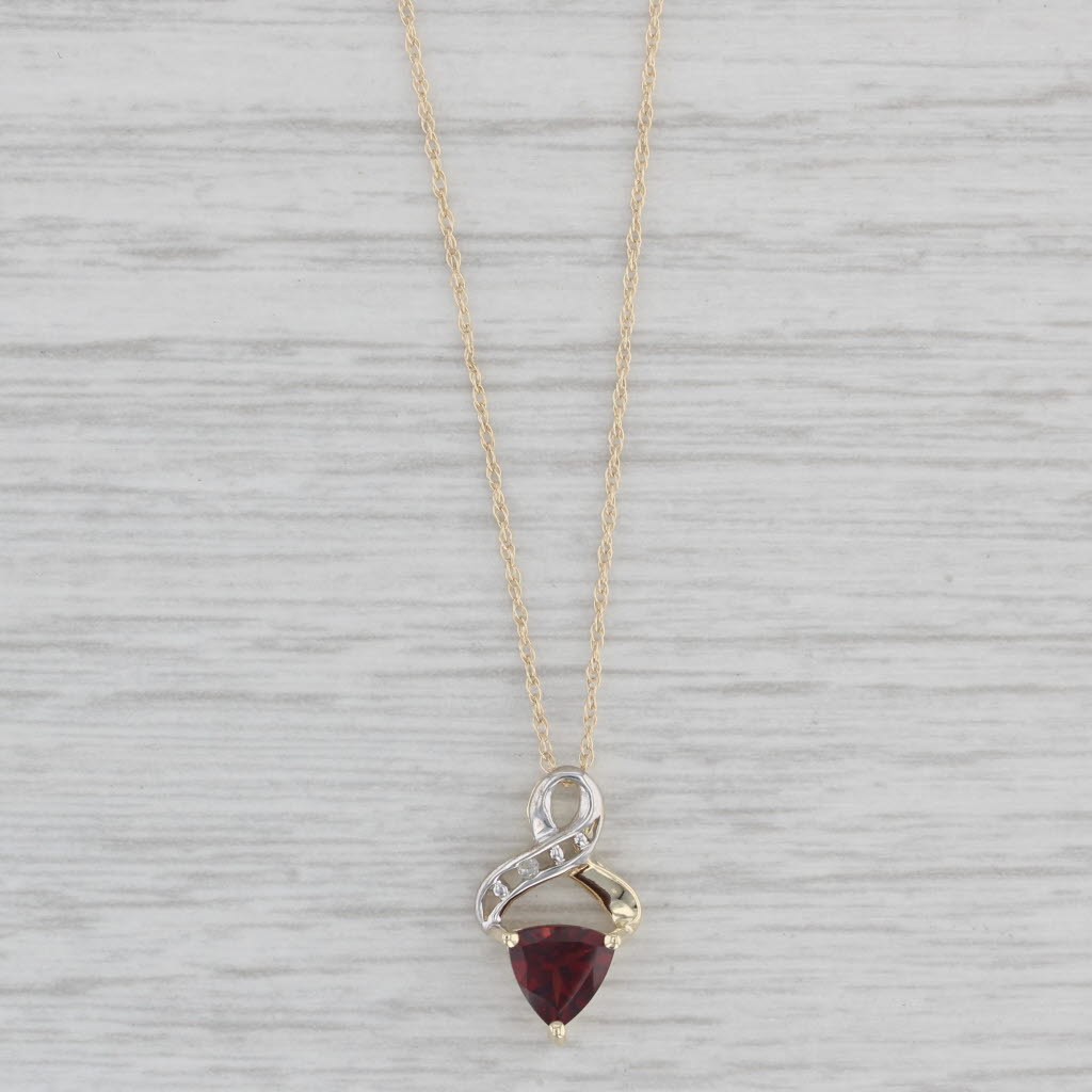 Gray 0.60ct Garnet Pendant Necklace 10k Yellow Gold 17.5" Rope Chain