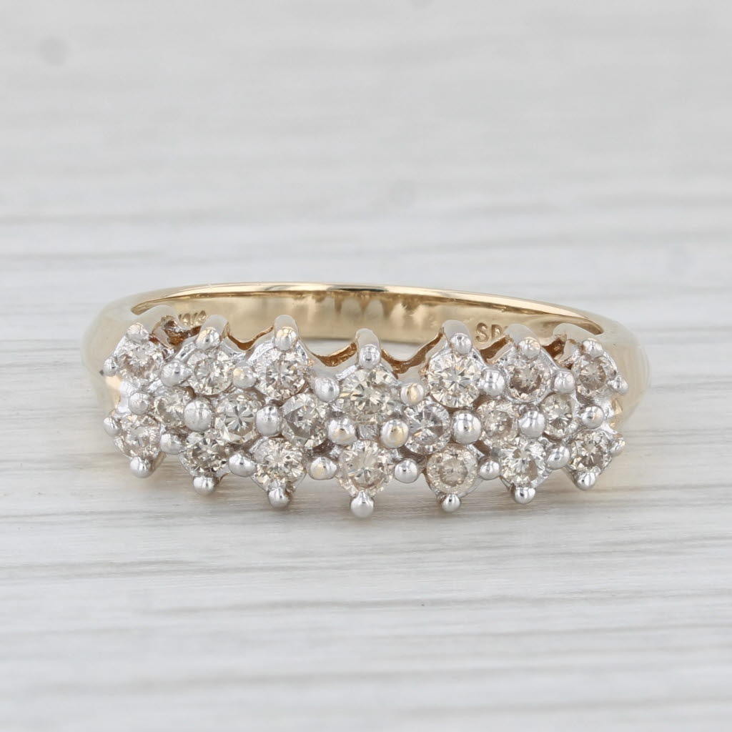 Light Gray 0.40ctw Diamond Cluster Ring 10k Yellow Gold Size 7.25 Stackable Wedding Band
