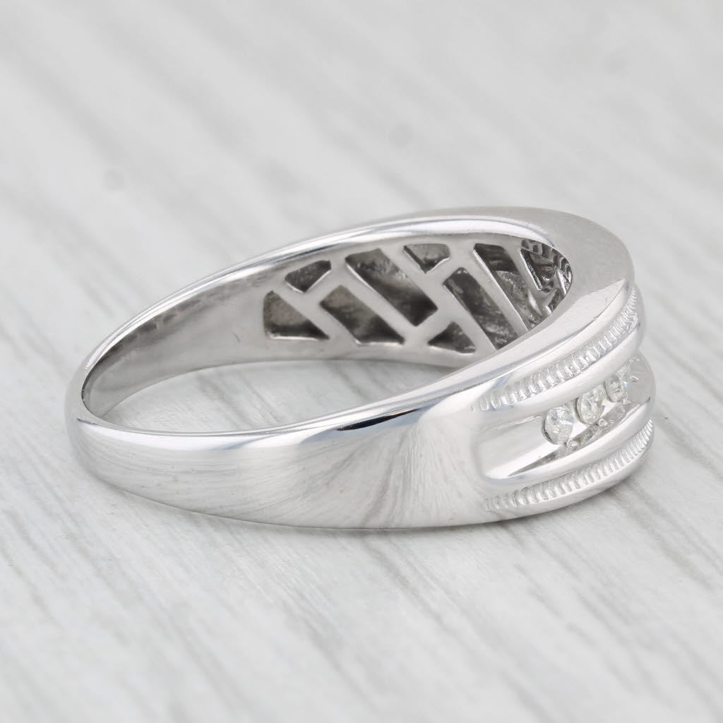 Light Gray 0.20ctw Diamond Men's Wedding Band 10k White Gold Size 11.25 Ring