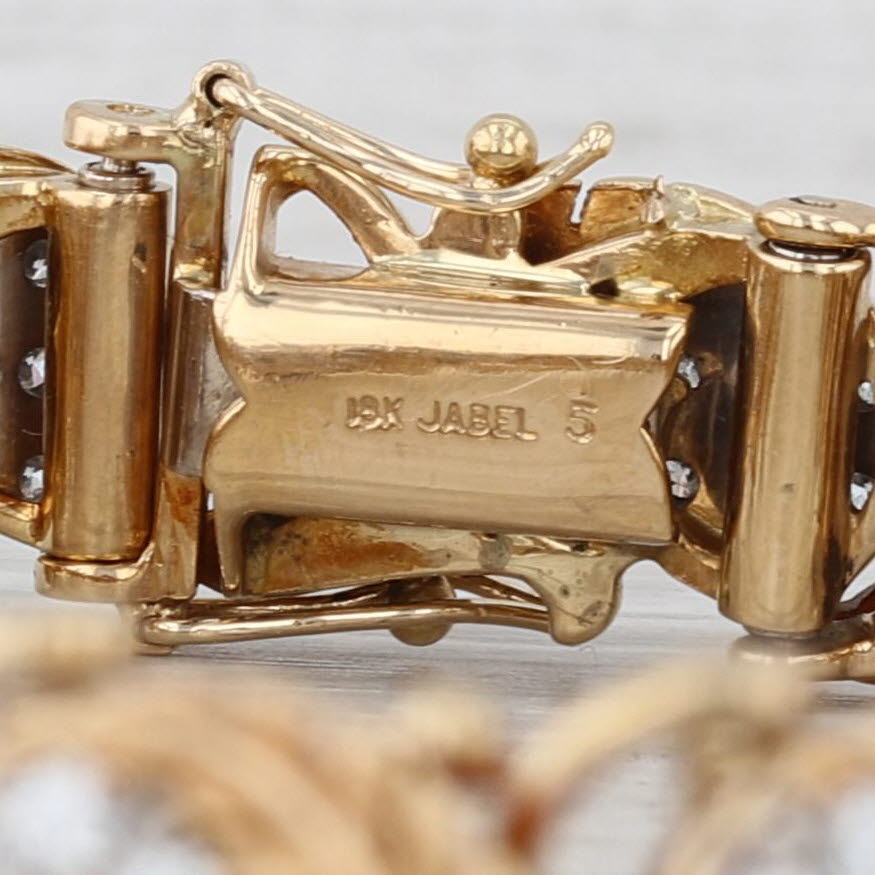 Vintage Jabel 2.50ctw Diamond Flower Leaf Bracelet 18k Yellow Gold 6.5" 10.4mm