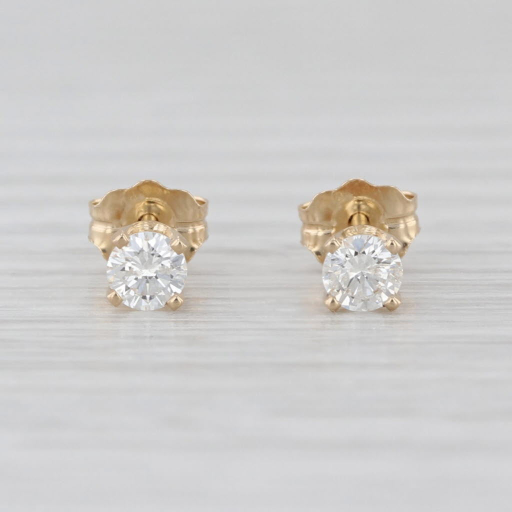 0.30ctw Diamond Round Solitaire Stud Earrings 14k Yellow Gold Studs