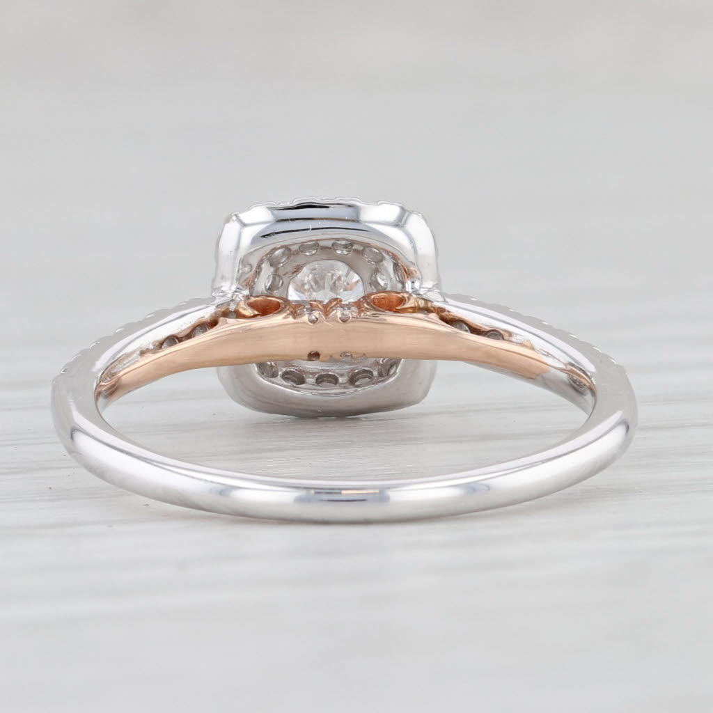 Light Gray 0.55ctw Round Diamond Halo Engagement Ring 14k White Gold Size 6.5