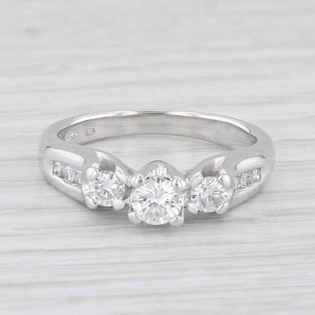 Light Gray 0.61ctw Round 3-Stone Diamond Engagement Ring 14k White Gold Size 7.25