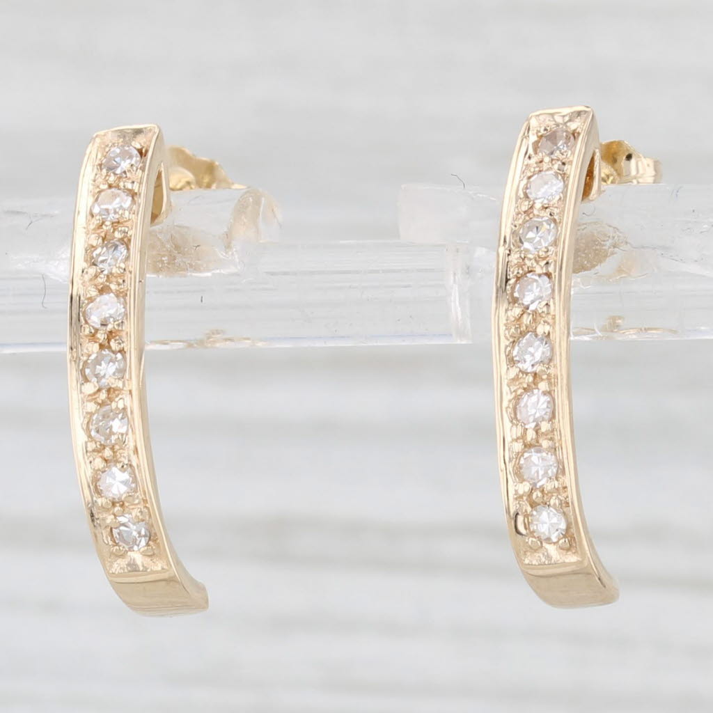 Light Gray 0.24ctw Diamond J-Hook Earrings 14k Yellow Gold Pierced Drops