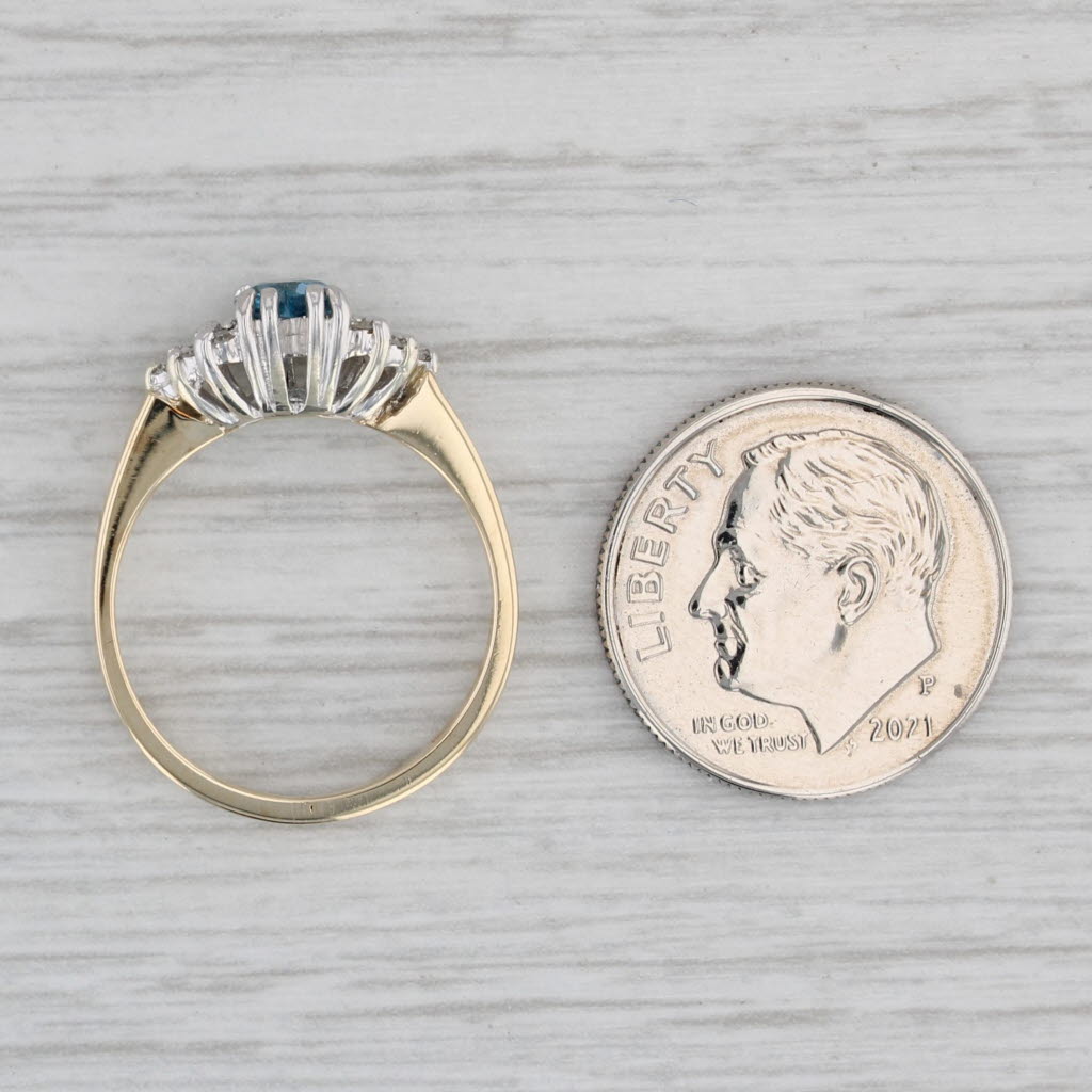 Gray 0.41ctw Heart Topaz Diamond Halo Ring 9k Yellow Gold Size 5.5 British