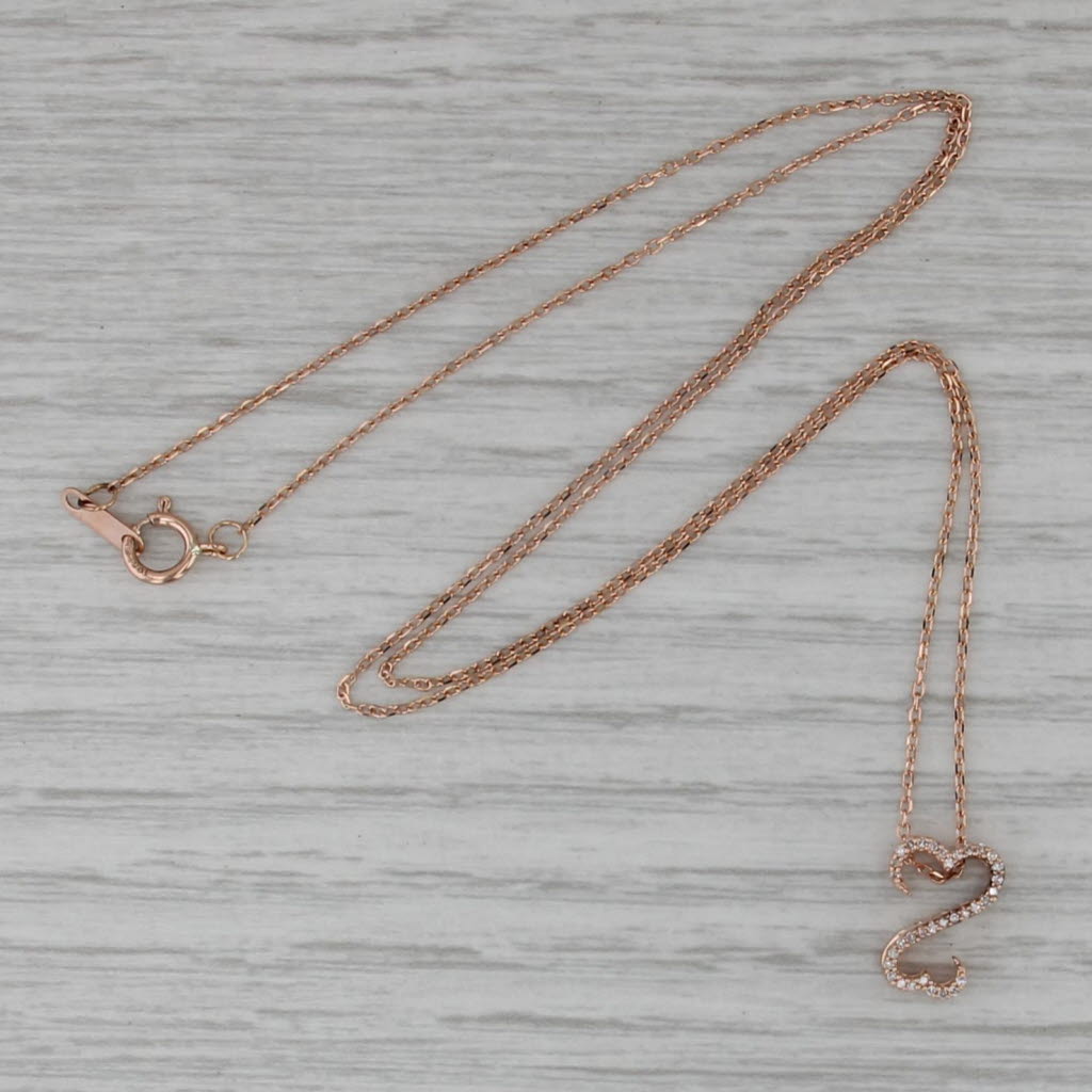 Jane Seymour 0.10ctw Diamond Open Hearts Pendant Necklace 10k Rose Gold 18"