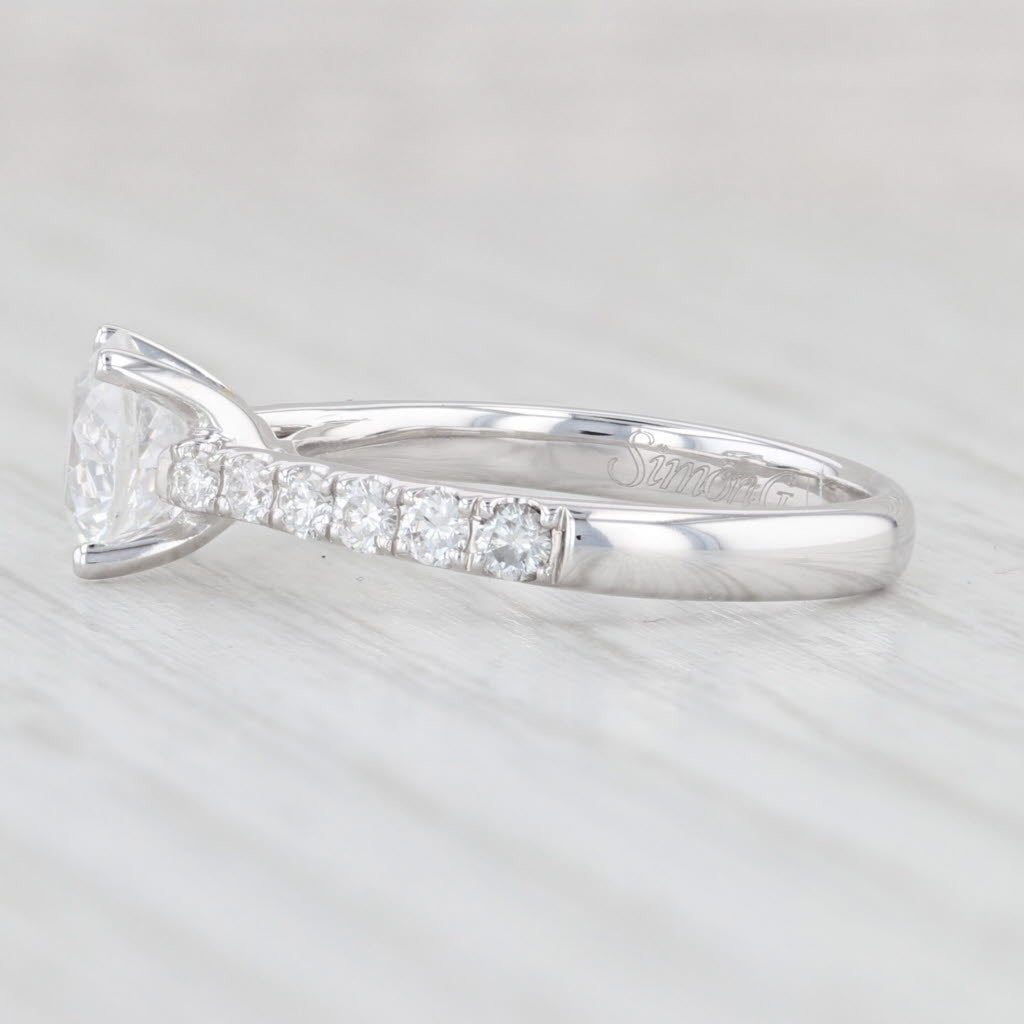 Light Gray New Simon G Semi Mount 0.43ctw Diamond Engagement Ring 18k White Gold Size 6
