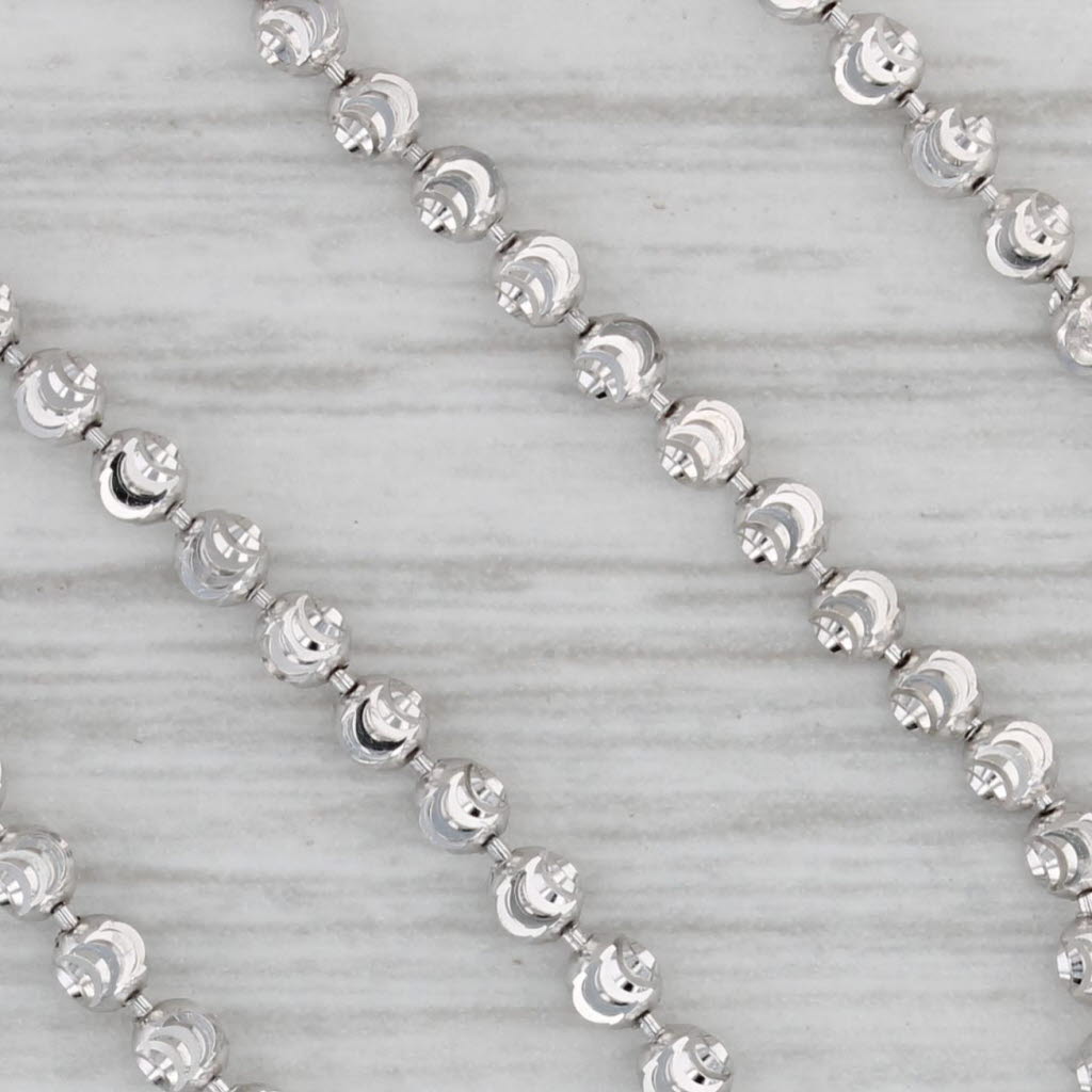 Gray Shimmering Bead Necklace 10k White Gold 27.75" 2.3mm Italian