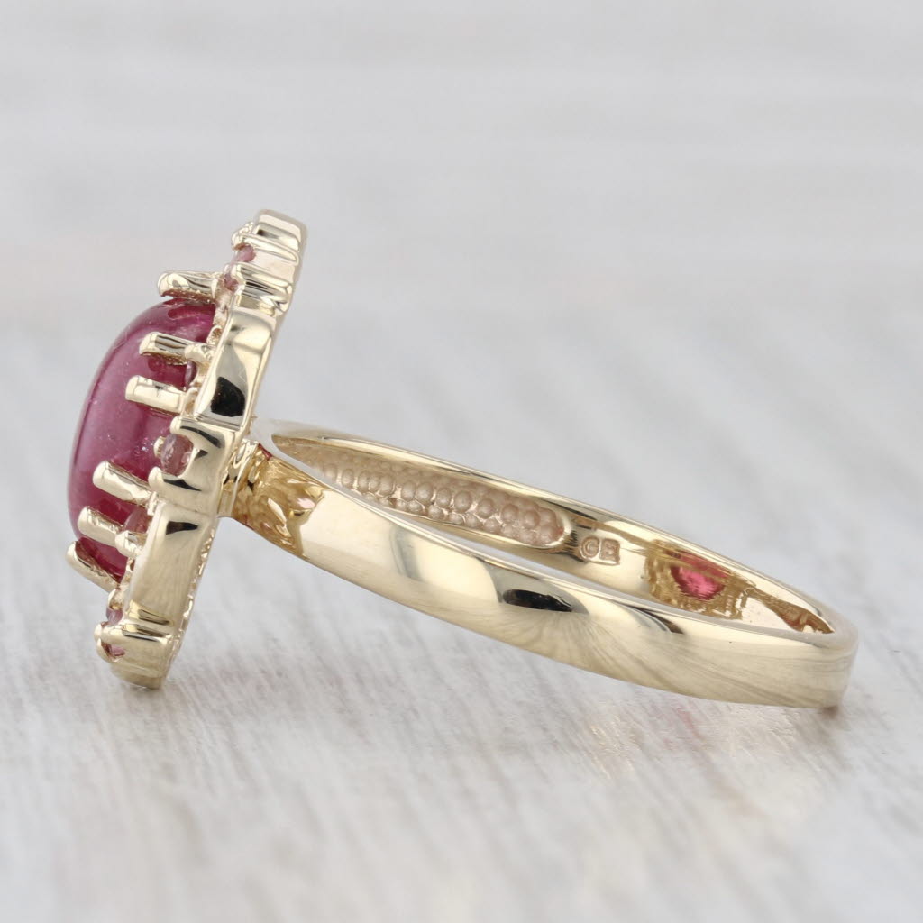 Pink Tourmaline Cabochon Ring 10k Yellow Gold Size 10.25