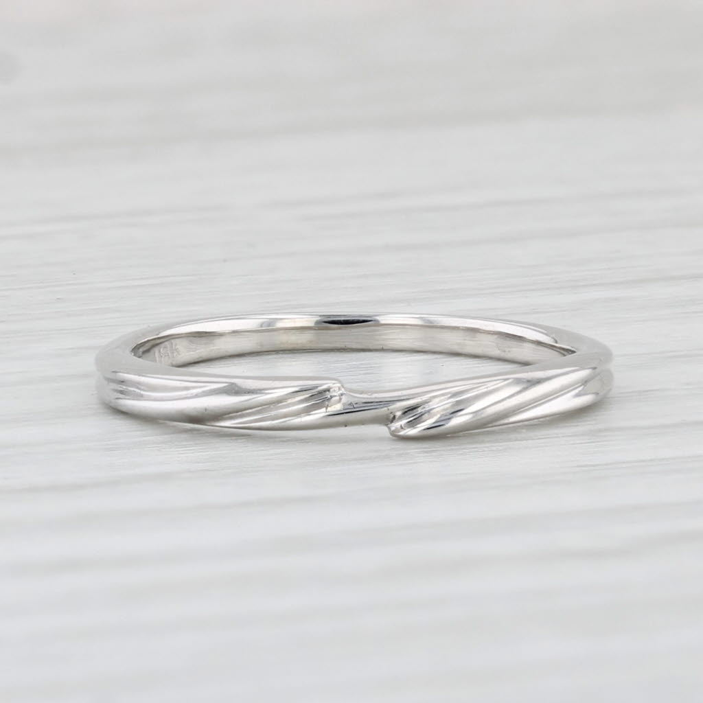 Light Gray Bypass Band 18k White Gold Size 5.75 Stackable Wedding Ring