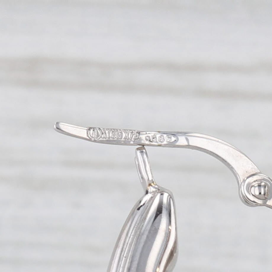 Oval Beveled Hoop Earrings 14k White Gold Snap Top Hoops