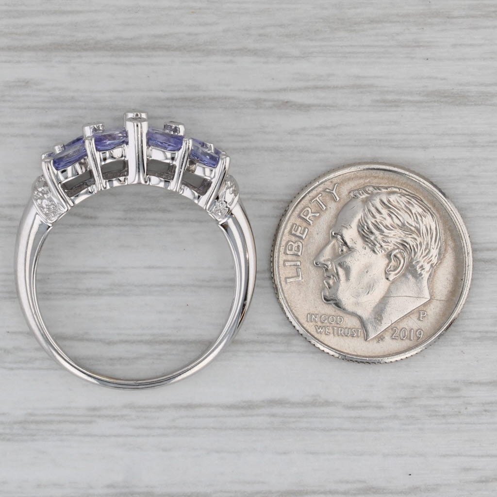 Gray 2.02ctw Tanzanite Diamond Cluster Ring 10k White Gold Size 7