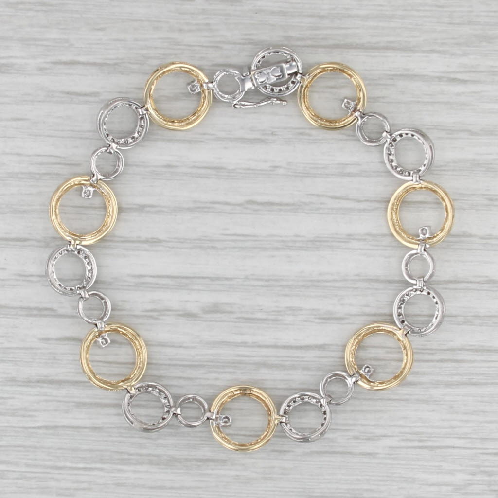 1.03ctw Diamond Circles Bracelet 14k White Yellow Gold 7"