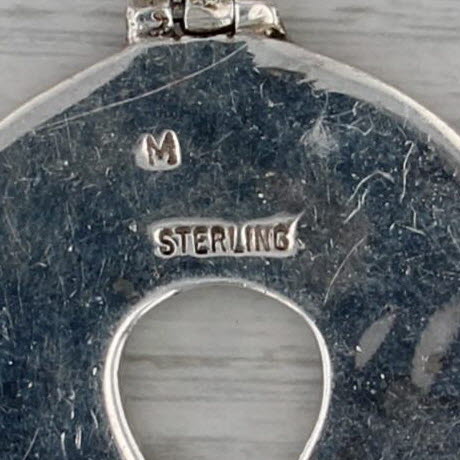 Vintage Navajo Mosaic Pendant Sterling Silver Native American Turquoise