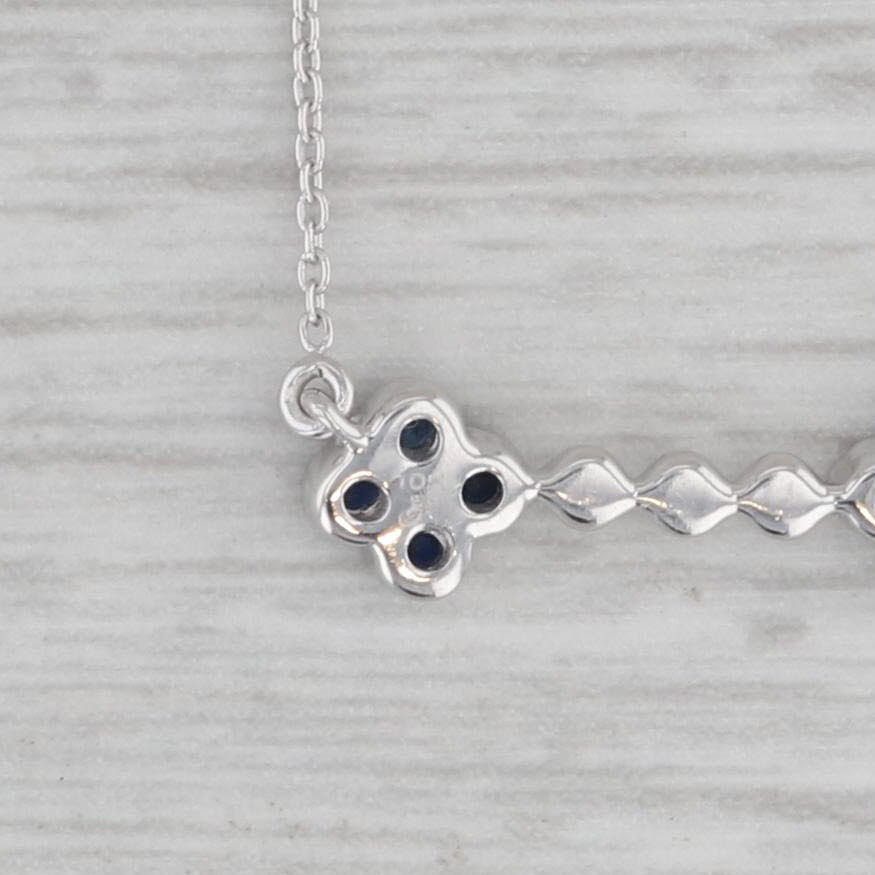 Gray New 0.15ctw Blue Sapphire Flower Pendant Necklace 10k White Gold Cable Chain