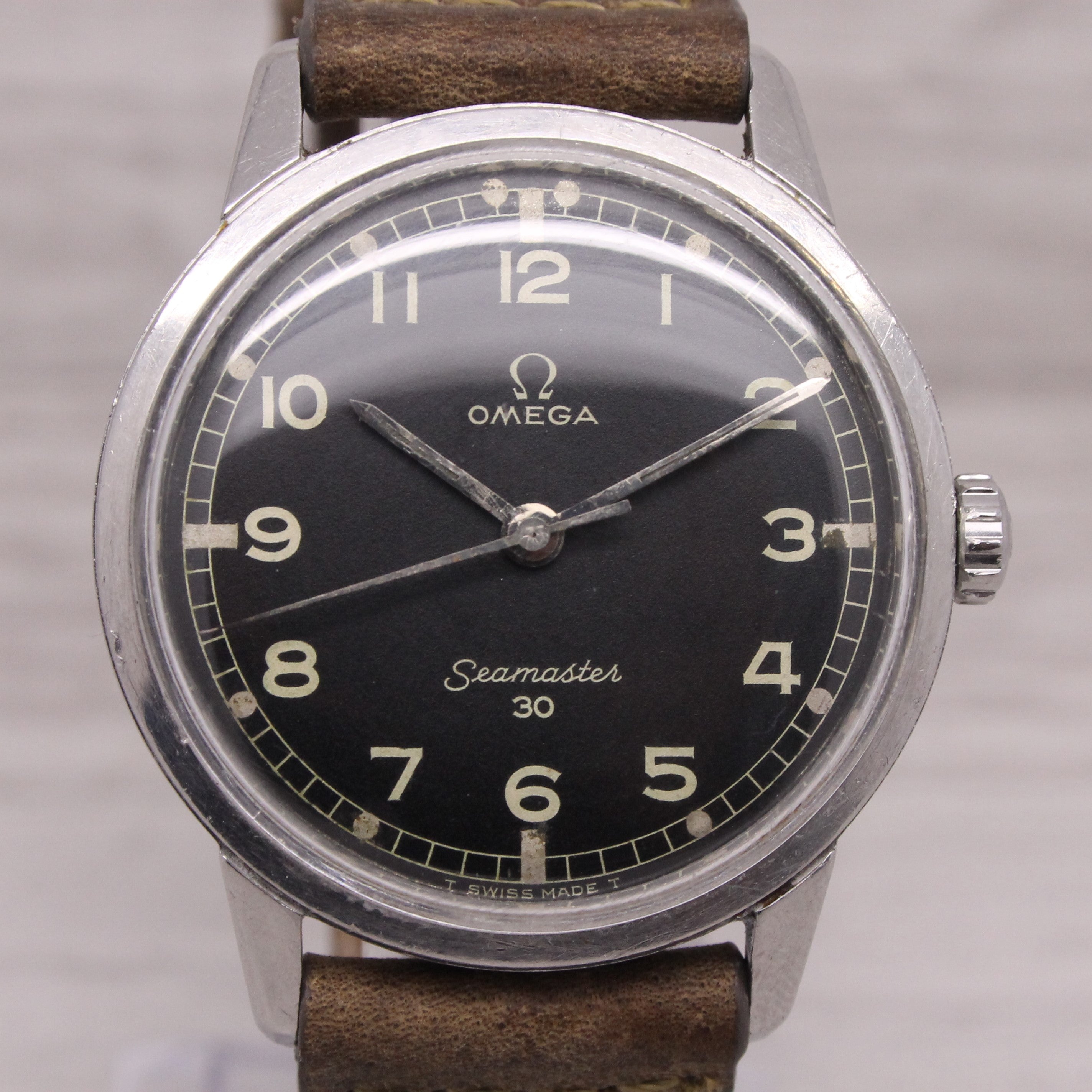 Dark Gray Vintage 1964 Omega Seamaster 30 Mens 35mm Steel Watch c.286 135.007-64 RARE DIAL