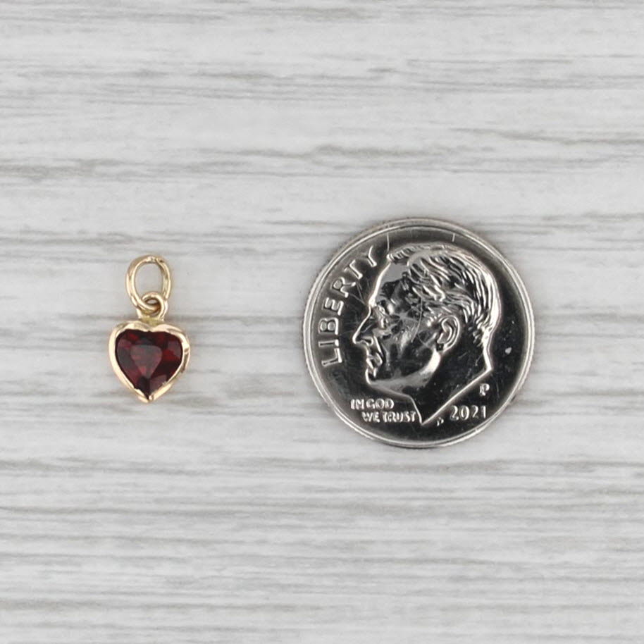 0.68ct Garnet Small Heart Charm 10k Yellow Gold January Birthstone Pendant