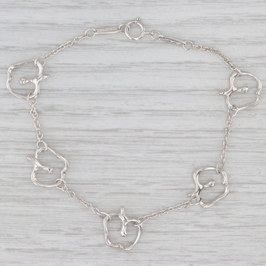 Tiffany & Co Apple Bracelet W/ Pouch Sterling Silver 7" Elsa Peretti