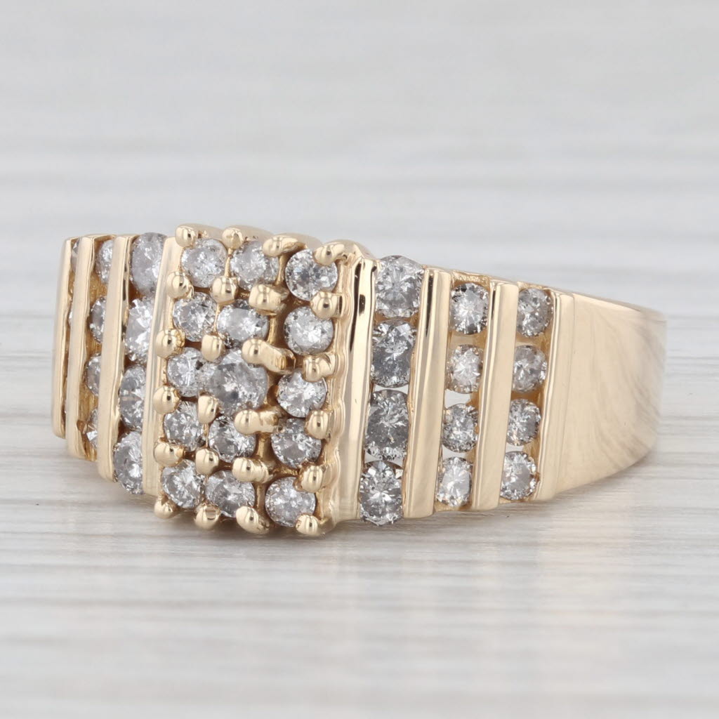 Light Gray 0.78ctw Diamond Cluster Ring 10k Yellow Gold Size 8