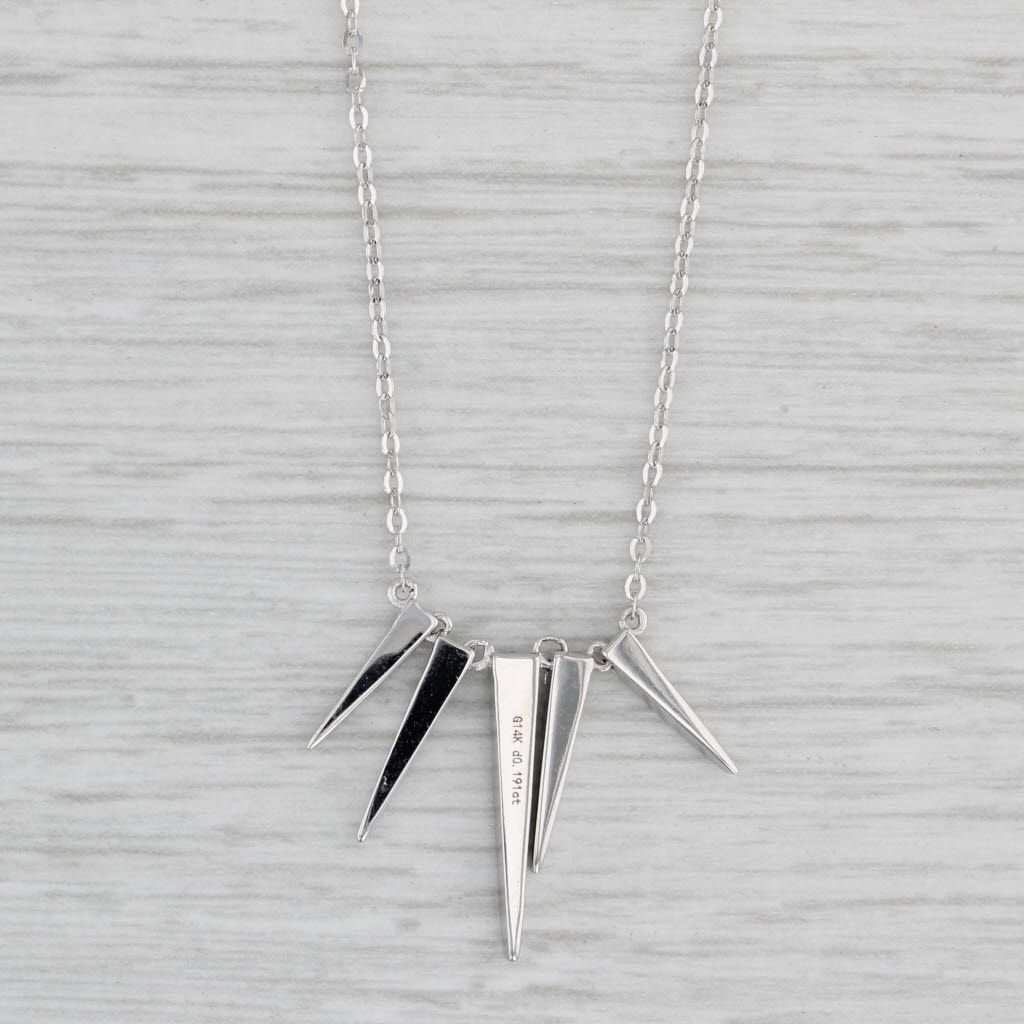 Light Gray New 0.19ctw Diamond Fringe Pendant Necklace 14k White Gold 16-18" Cable Chain
