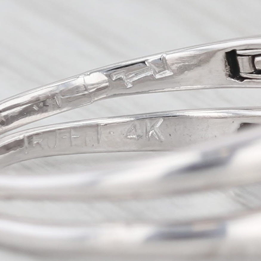 Light Gray Vintage 0.49ctw Diamond Engagement Ring Wedding Band Bridal Set 14k White Gold