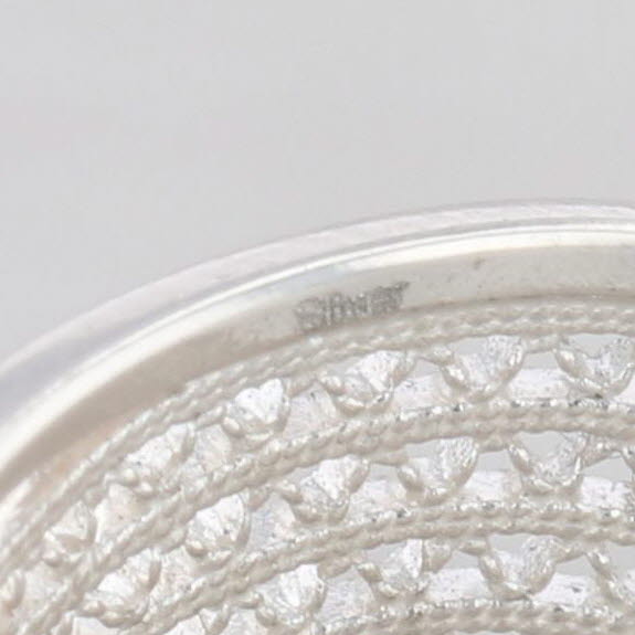 Light Gray Filigree Circles Statement Ring 999 Fine Silver Adjustable Size 7.5