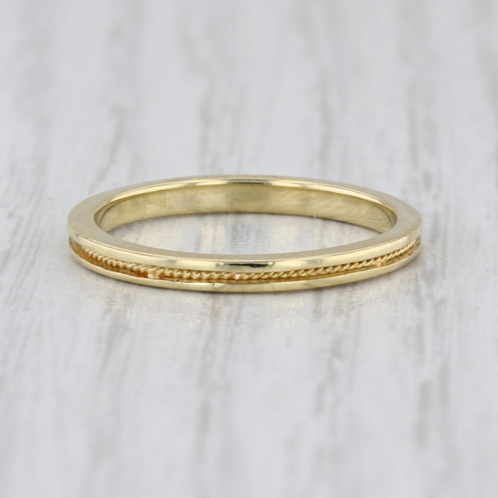 Hidalgo Rope Accented Ring 18k Yellow Gold Size 7.5 Stackable Wedding Band