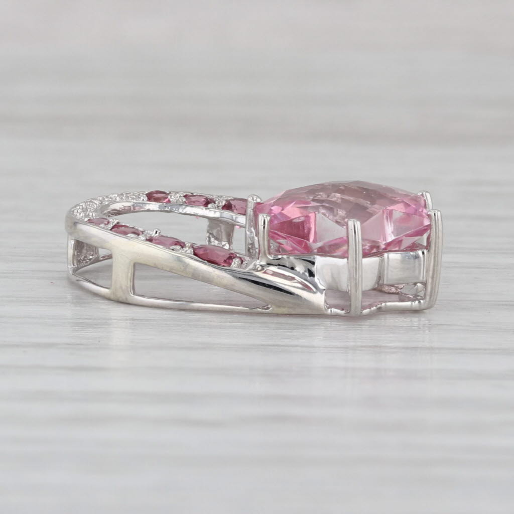 Pink Mystic Topaz Tourmaline Star Horseshoe Pendant 10k White Gold
