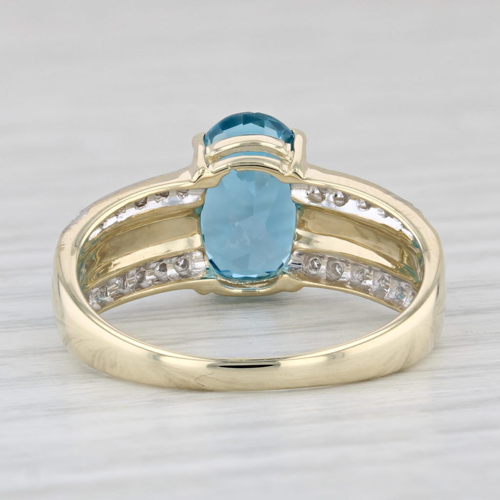 Light Gray 3.10ctw Oval London Blue Topaz Diamond Ring 14k White Gold Size 9