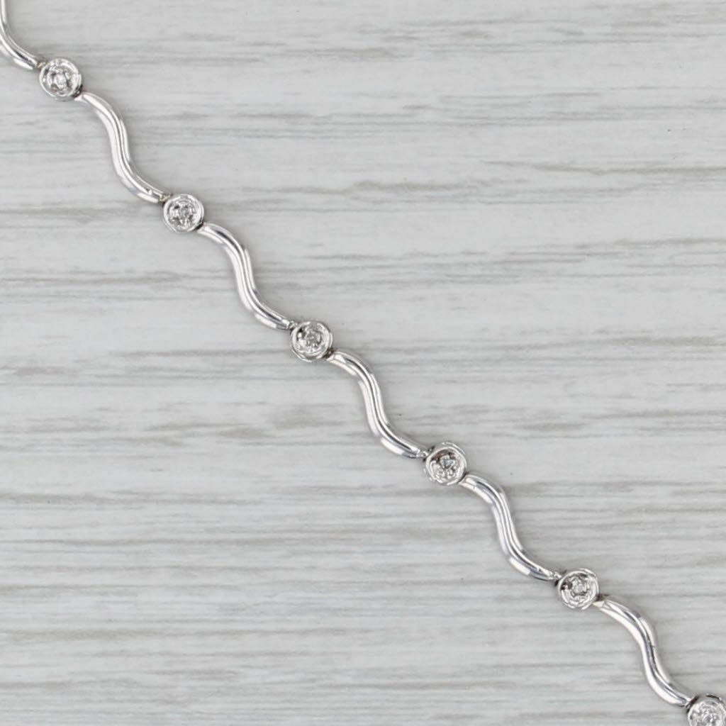 Diamond Bar Link Tennis Bracelet 10k White Gold 7.25"