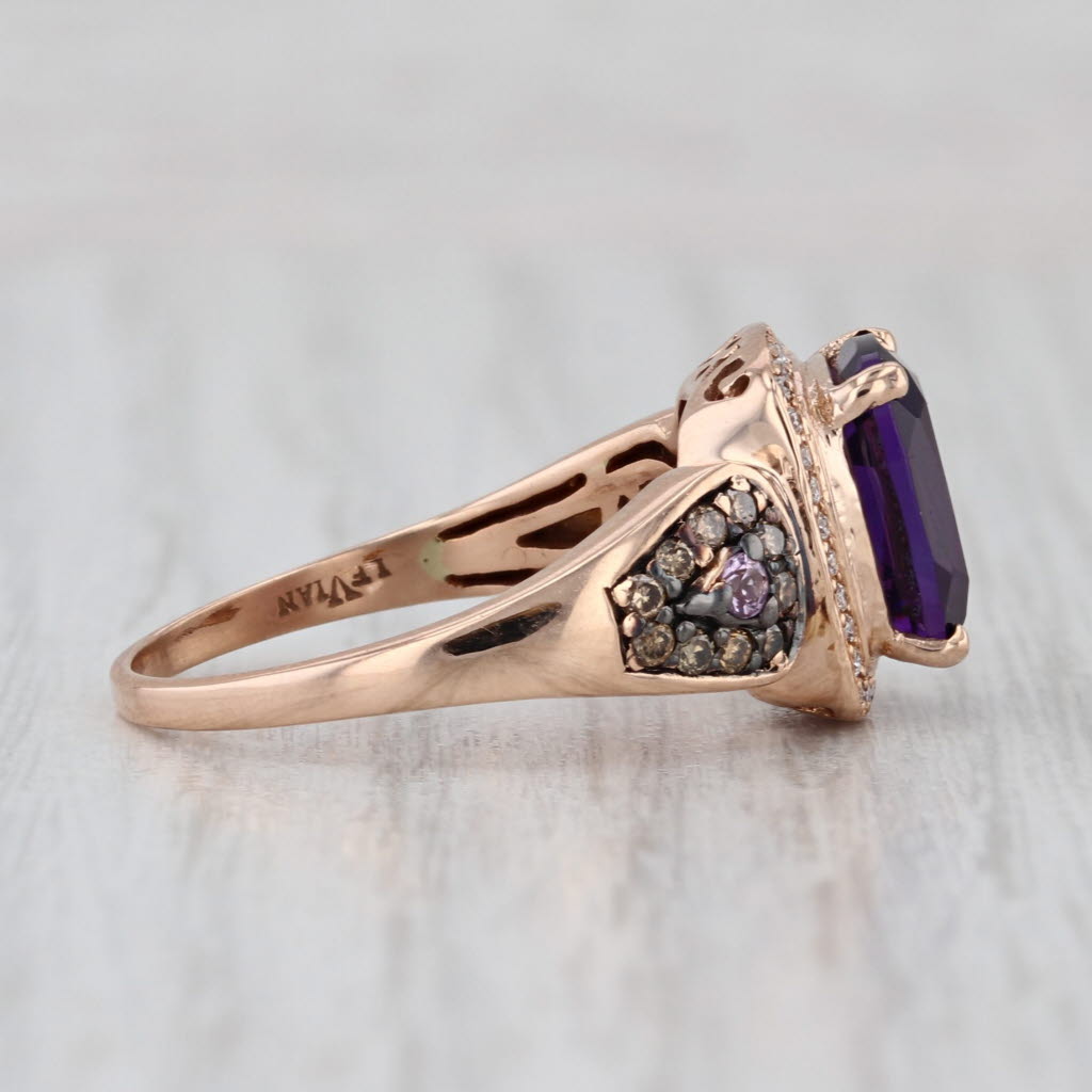 Le Vian Amethyst Diamond Halo Sapphire Ring 14k Rose Gold Size 8