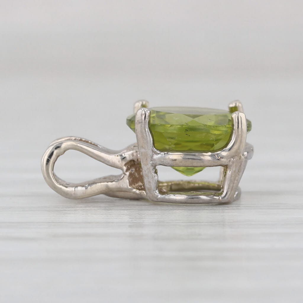 2.35ct Round Peridot Pendant 14k White Gold Small Solitaire Drop