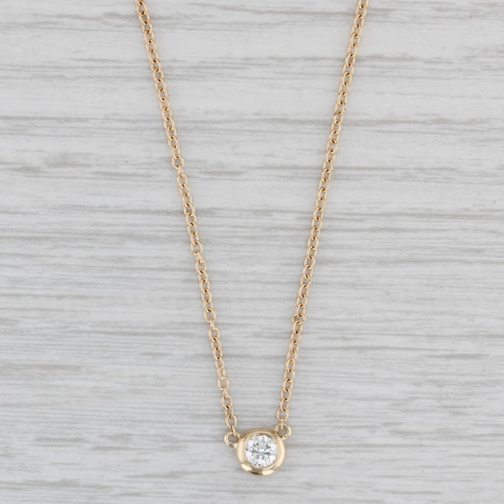 Light Gray 0.28ct VS2 Diamond Solitaire Pendant Necklace 14k Yellow Gold 16-18" Cable Chain