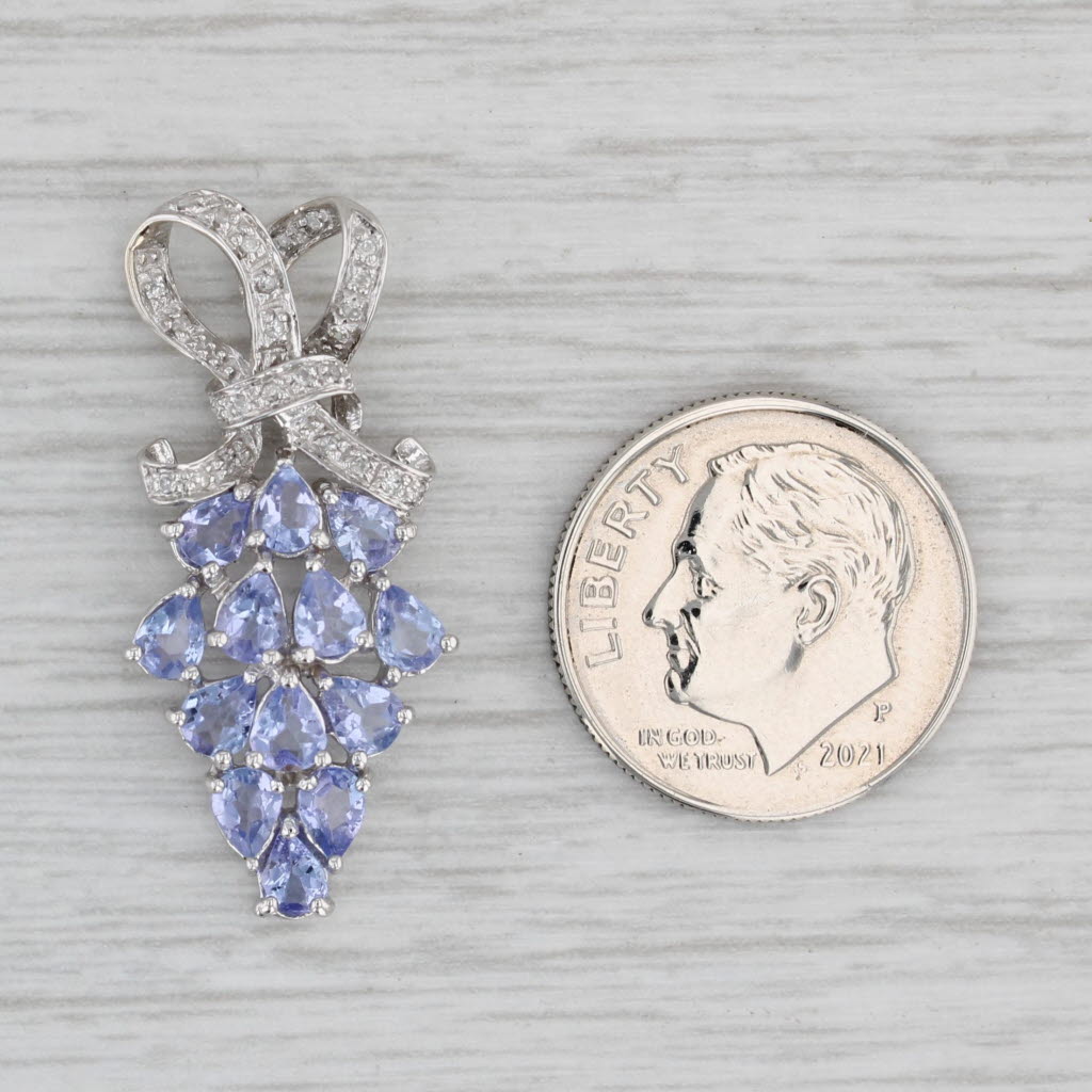 Gray 2.10ctw Tanzanite Diamond Cluster Pendant 10k White Gold