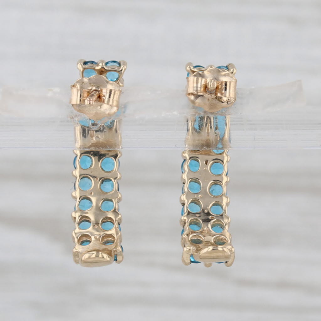 1.40ctw Blue Apatite J-Hook Earrings 10k Yellow Gold Drops