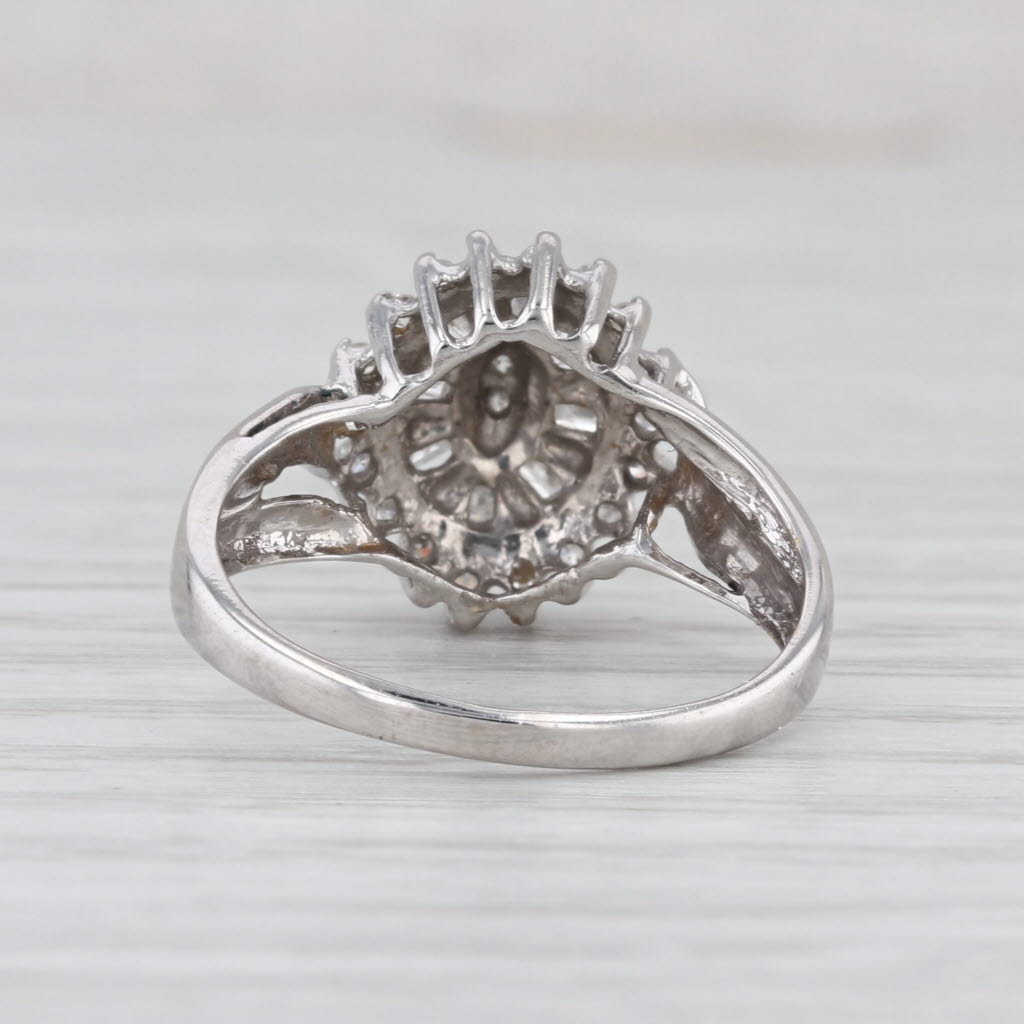 0.32ctw Diamond Cluster Halo Engagement Ring 10k White Gold Size 8