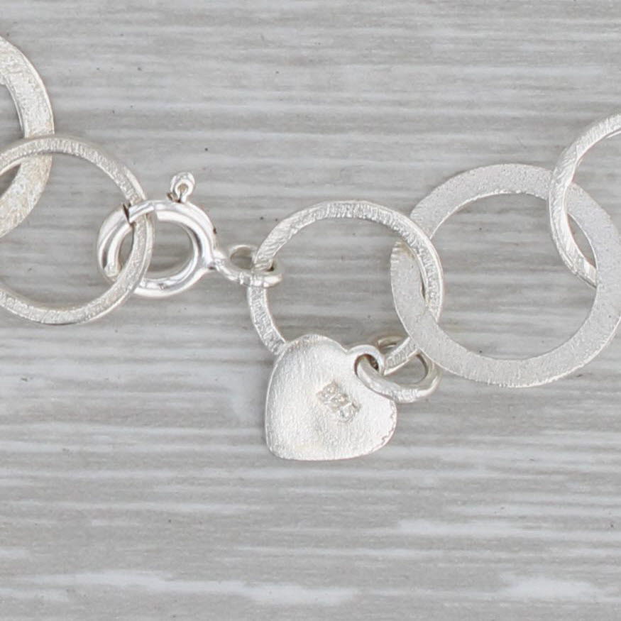 Gray Interlocking Circles Statement Necklace Sterling Silver 22.5" Adjustable