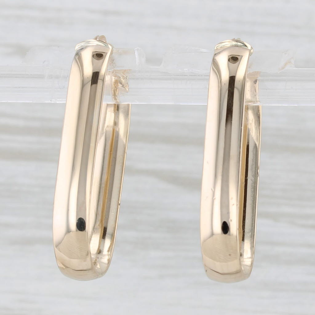 Light Gray Oval Hoop Earrings 14k Yellow Gold 14k Yellow Gold Snap Top Hoops