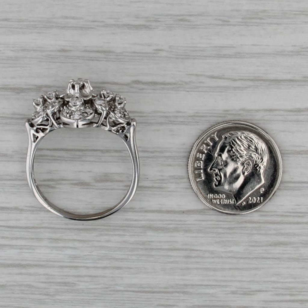 0.50ctw Ornate Diamond Cluster Ring 10k White Gold Size 9