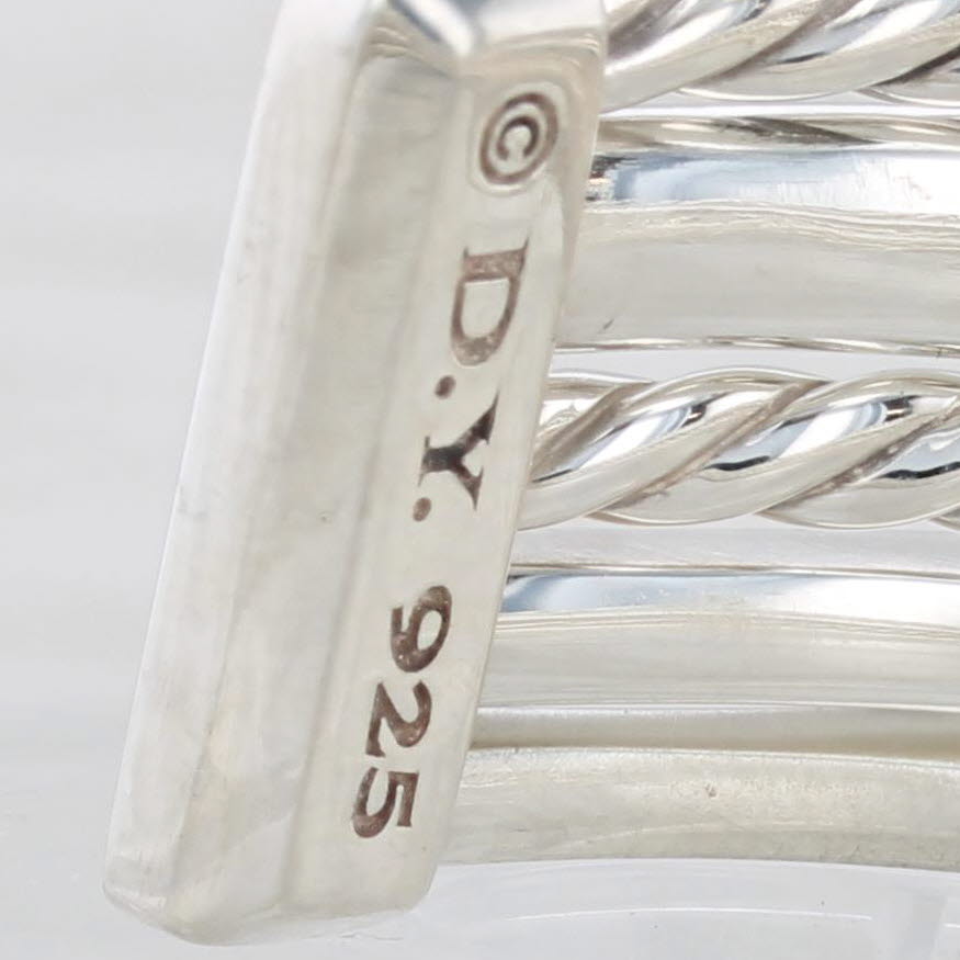 Light Gray David Yurman 0.51ctw Diamond Stax 5 Row Bracelet Pouch Sterling Silver 6"