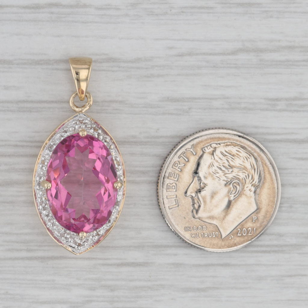 Gray 7.59ctw Oval Pink Mystic Topaz 14k Yellow Gold White Topaz Accents