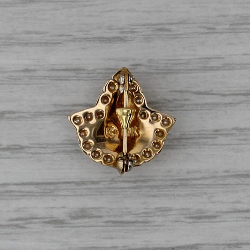 Alpha Kappa Alpha Fraternity Pin 10k Gold Pearl Green Resin Leaf Badge