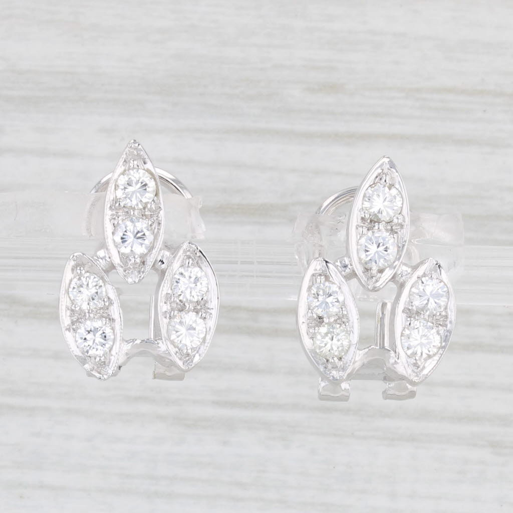 Light Gray 0.74ctw Diamond Drop Earrings 14k White Gold Omega Backs