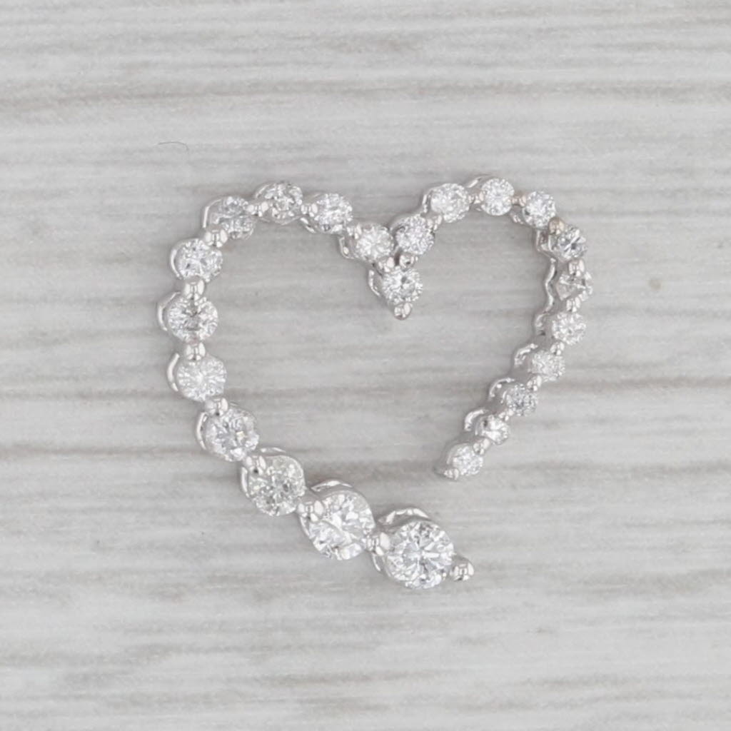 Gray 0.20ctw Diamond Floating Open Heart Pendant 10k White Gold