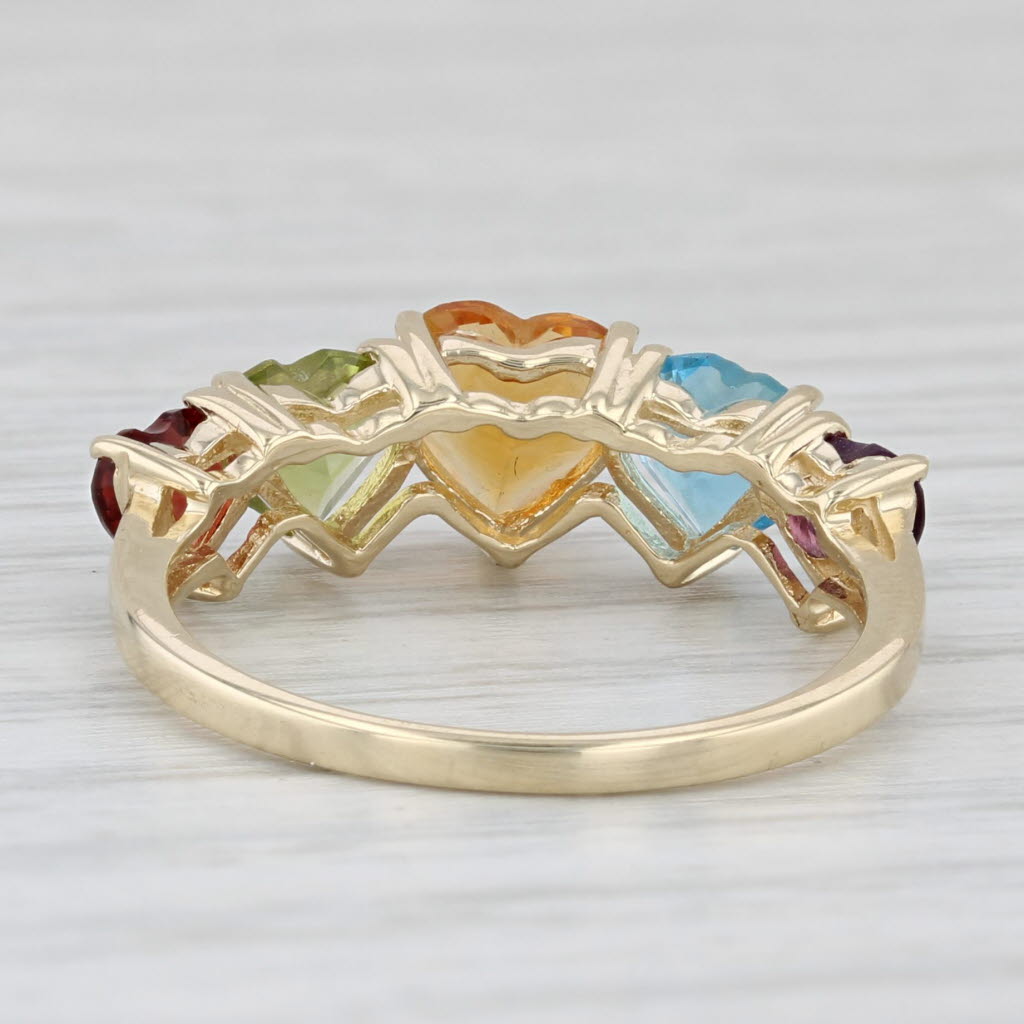 Light Gray 2.25ctw Multi-stone Hearts Ring 14k Gold Citrine Amethyst Topaz Peridot Garnet