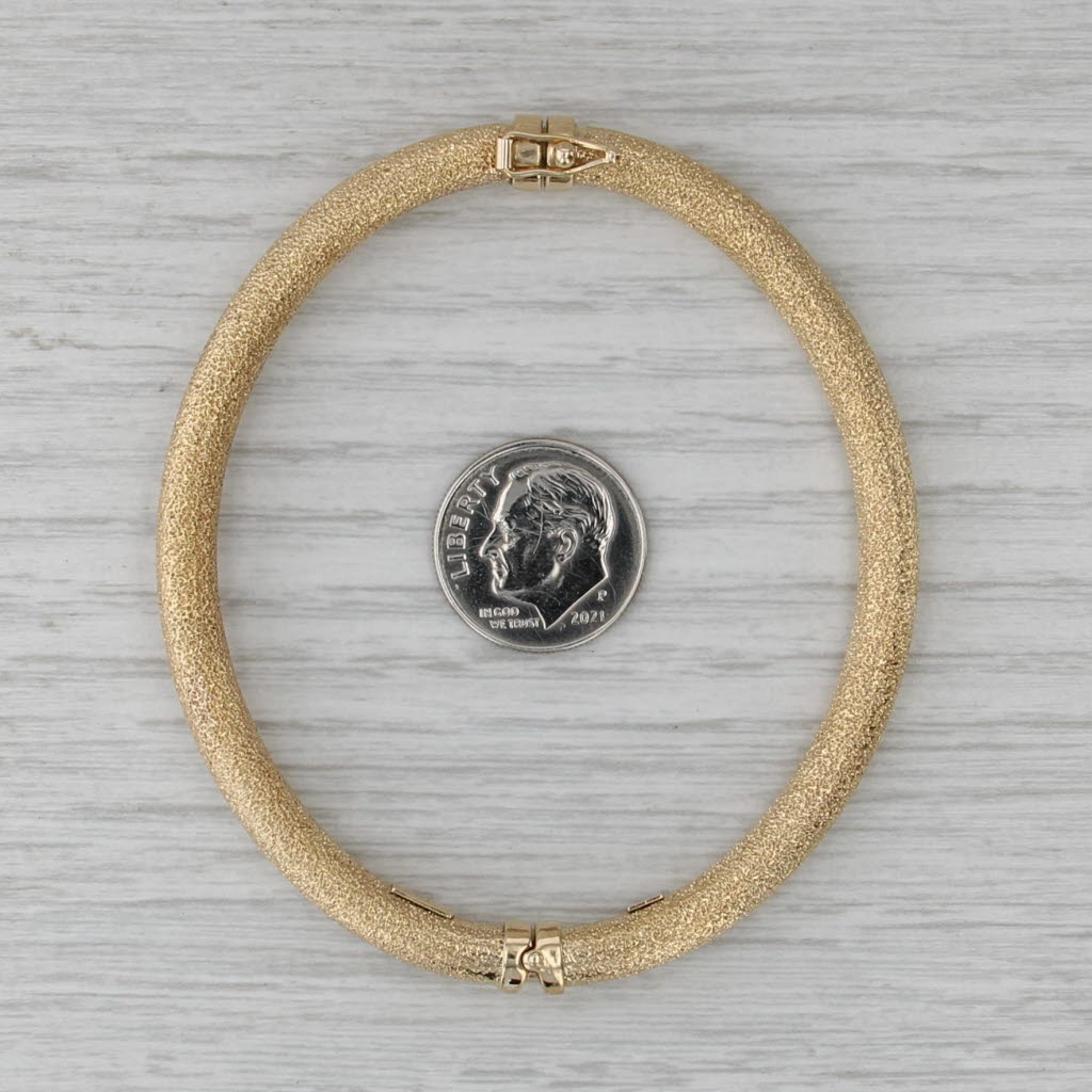 Brushed Sparkling Bangle Bracelet 14k Yellow Gold 7" 5.2mm Italian