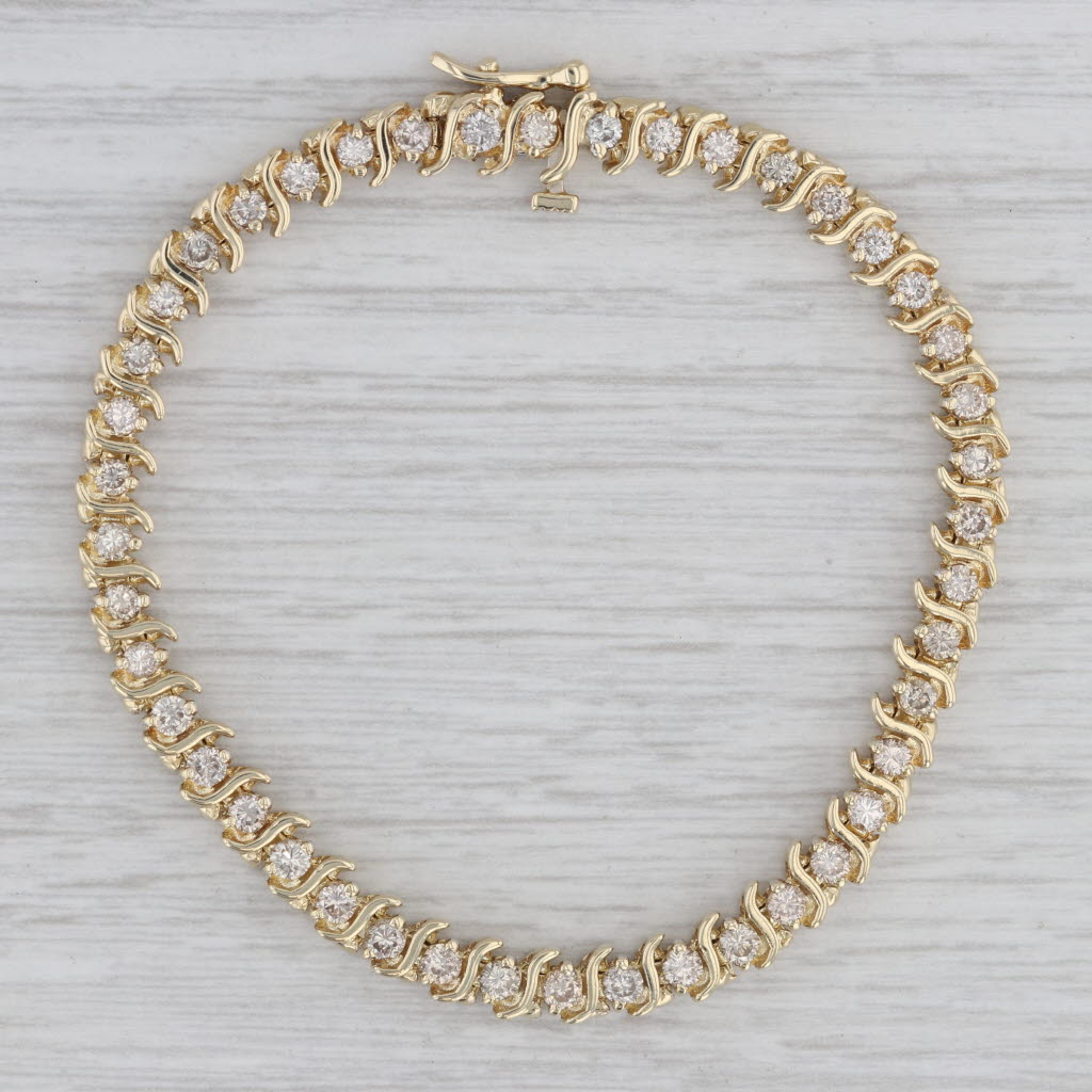 Gray 2.25ctw Diamond Tennis Bracelet 14k Yellow Gold 7" 5.2mm