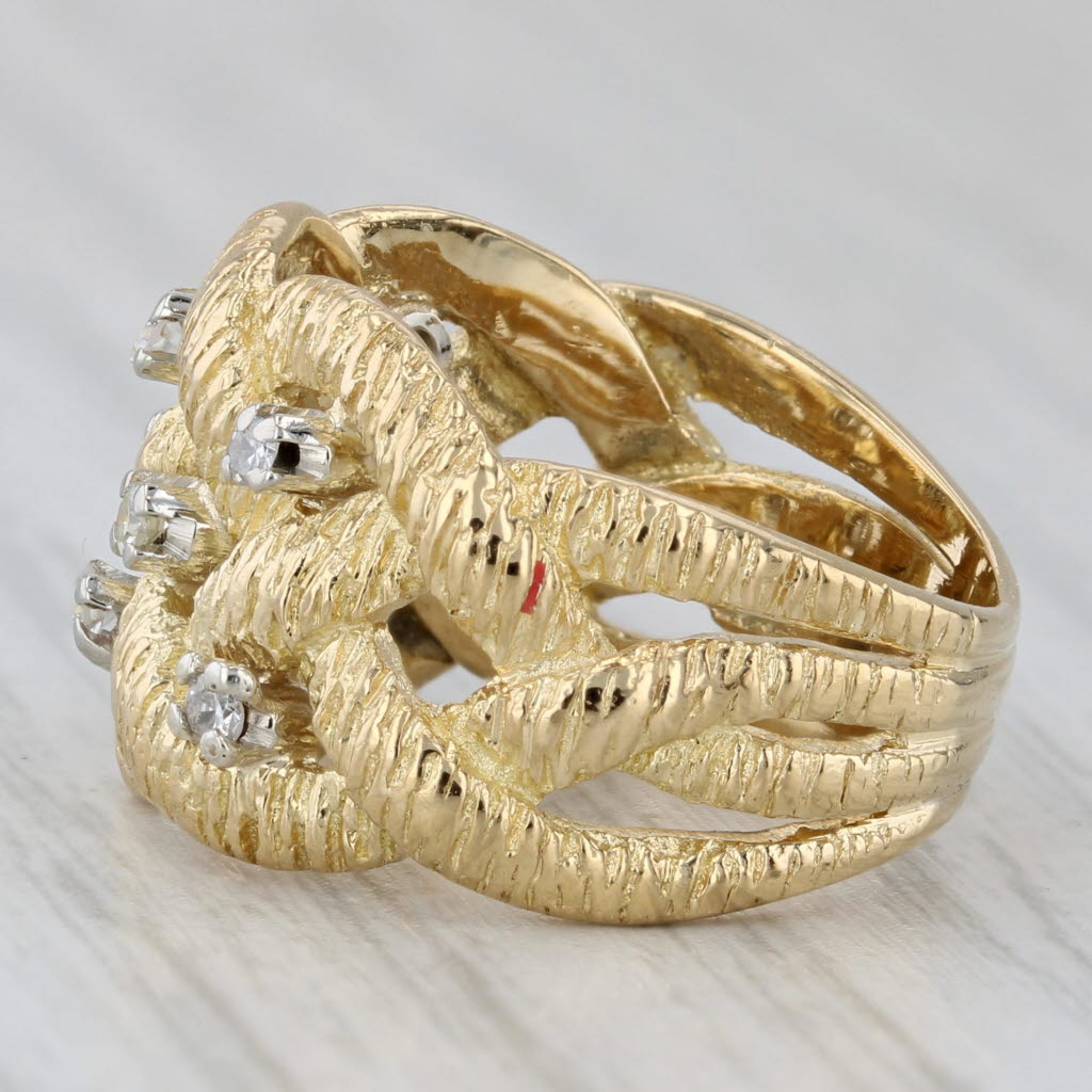 Gray Woven 0.12ctw Diamond Ring 18k Yellow Gold Size 5.5